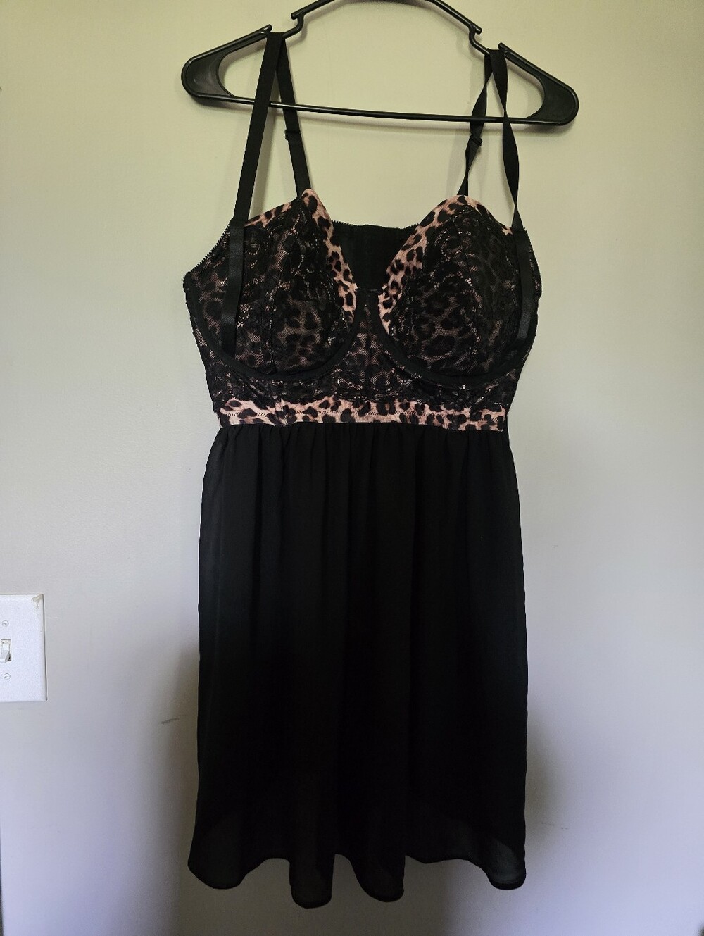 Torrid Babydoll Leopard And Black Lingerie, Nightie